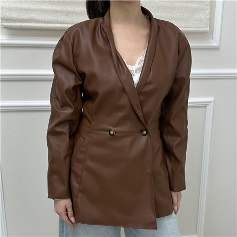 Giacca Doppiopetto In Ecopelle Art., Taglia: M, Colore: COGNAC