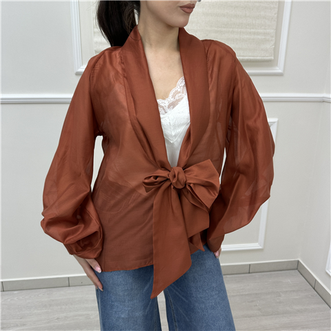 Camicia Scollata Con Fiocco Art. Tab0533, Taglia: S, Colore: RUGGINE