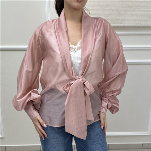 Camicia Scollata Con Fiocco Art. Tab0533, Taglia: M, Colore: ROSA