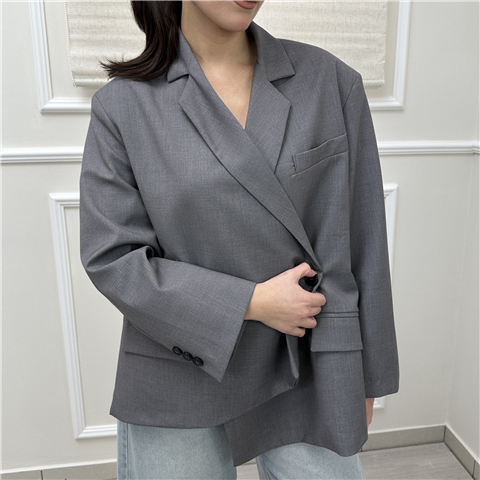 Giacca Over Asimmetrica Con Doppia Chiusura Art. Tab1002, Taglia: U, Colore: GRIGIO