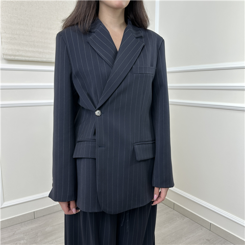 Giacca Gessata Con Doppia Chiusura Art. Tab0914, Taglia: S, Colore: BLU