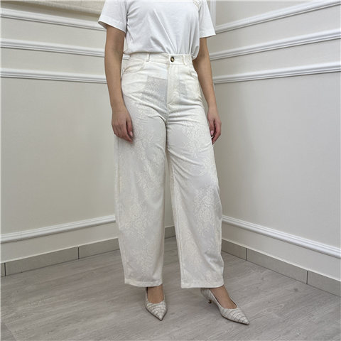 Pantalone Ampio In Pizzo Art. Tab0597, Taglia: M, Colore: PANNA