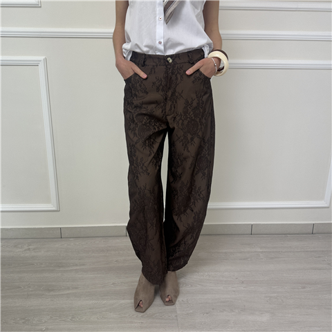 Pantalone Ampio In Pizzo Art. Tab0597 Pantalone Ampio In Pizzo Art. Tab0597, Taglia: M, Colore: MORO