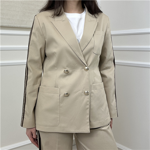 Giacca Doppiopetto Con Bande A Contrasto Art. 38695, Taglia: M, Colore: CAMEL