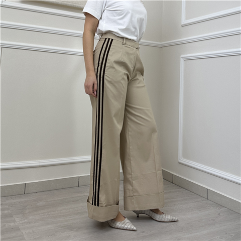 Pantalone Con Bande E Risvolto Art. 38696, Taglia: M, Colore: CAMEL