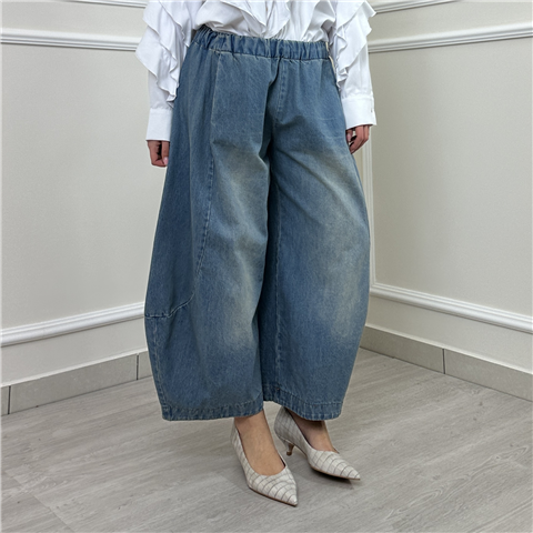 Jeans Balloon Crop Art. Hy396, Taglia: M, Colore: DENIM