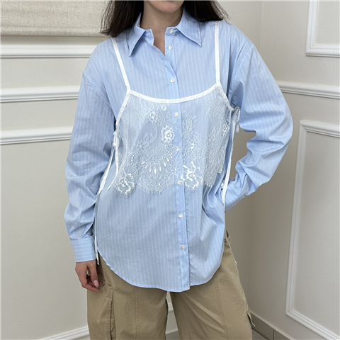 Camicia Riga Con Top In Pizzo Art. Ld562