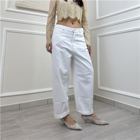 Pantalone Barrel A Vita Alta Art. Withoutbl, Taglia: XS, Colore: BIANCO