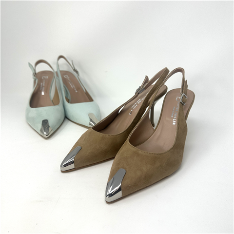 Slingback Scamosciata Con Punta Metallica Art. A712pun, Taglia: 39, Colore: CAMOSCIO
