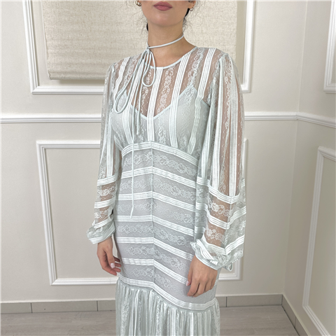 Abito Lungo In Pizzo Con Sottoveste Art. 261tp2542, Taglia: 40, Colore: ACQUA