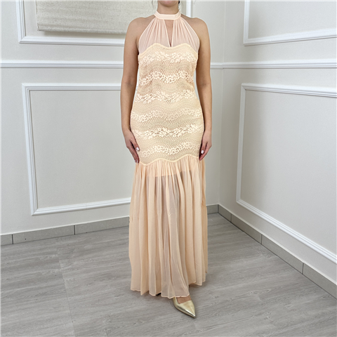 Abito Lungo Smanicato Bi-materiale Art. 261tp2780