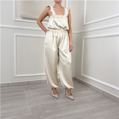 Pantalone Baloon In Raso Con Dettaglio In Pizzo Art. Tab0999