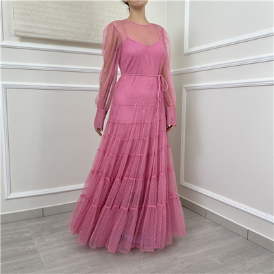 Abito Lungo In Plumetis Con Sottoveste In Pizzo Art. 261tp2770 Abito Lungo In Plumetis Con Sottoveste In Pizzo Art. 261tp2770