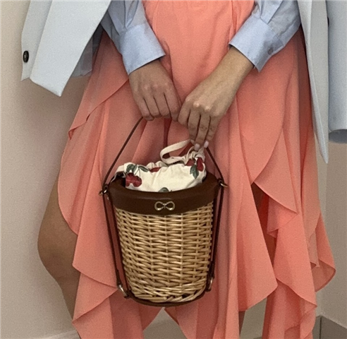 Secchiello In Midollino Con Sacca Interna Art. 261td8253