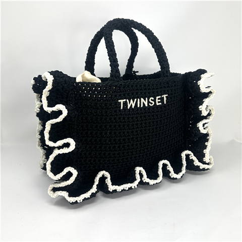 Tote In Crochet Art. 261td8291, Taglia: U, Colore: NERO/BIANCO