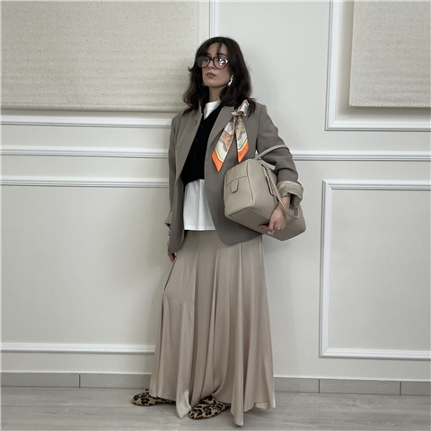 Gonna Lunga Con Elastico In Vita Art. Tab0085, Taglia: L, Colore: CHAMPAGNE