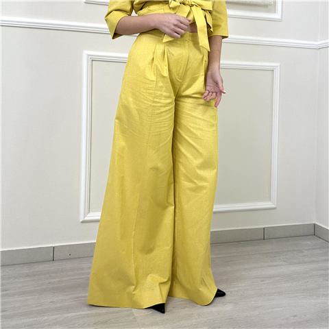 Pantalone Palazzo Con Pinces Art. 261at2073 Pantalone Palazzo Con Pinces Art. 261at2073, Taglia: L, Colore: ARGAN LUREX