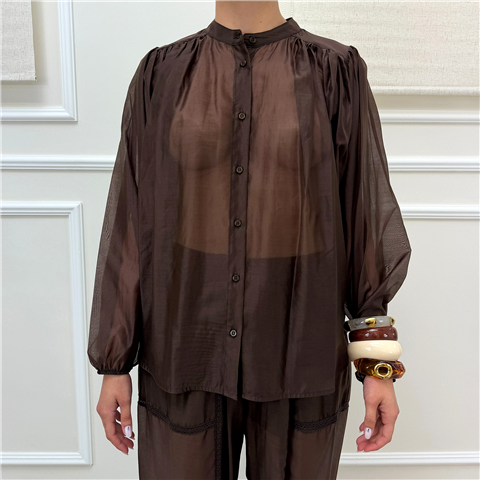 Camicia Con Arricci Art. 261tf2040 Camicia Con Arricci Art. 261tf2040, Taglia: 44, Colore: COFFEE
