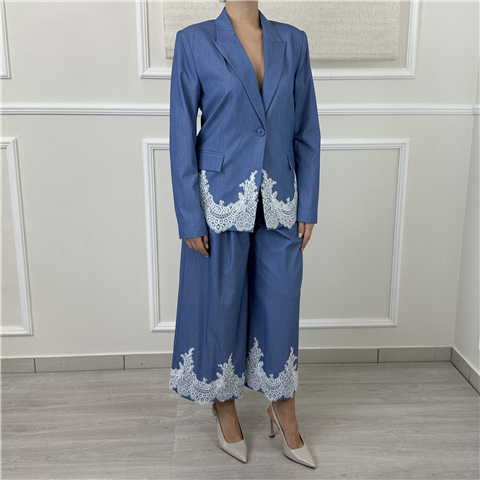 Blazer Con Pizzo Art. 261ap2290, Taglia: L, Colore: DARK SKYLINE