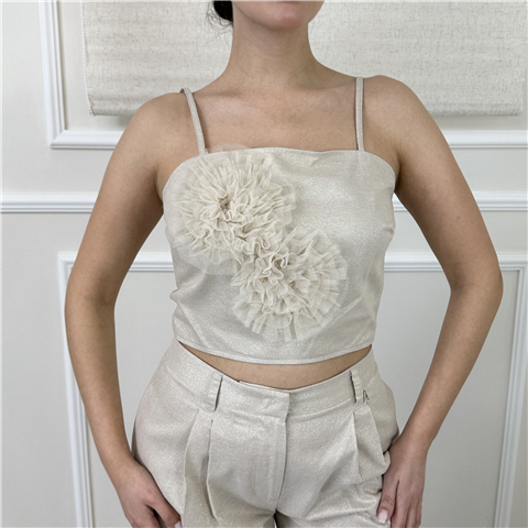 Top Con Applicazione In Tulle Art. 261at2074 Top Con Applicazione In Tulle Art. 261at2074