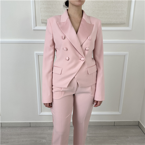 Blazer Doppiopetto Con Dettagli In Raso Art. 261ap2274, Taglia: M, Colore: ROSA DANZA