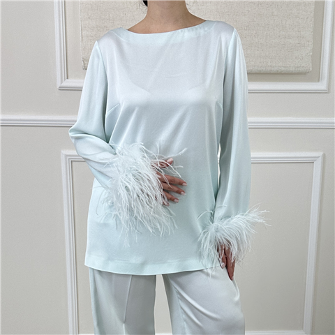 Tunica Con Piume Art. 261tp2424, Taglia: 40, Colore: ACQUA