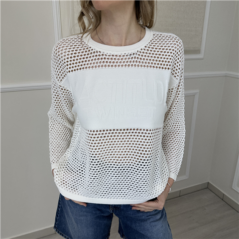 Maglia Girocollo A Rete Art. 261ap3032, Taglia: S, Colore: BIANCO