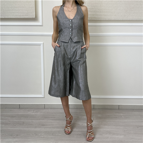 Top Taglio Gilet Allacciato Alla Nuca Art. M1ab0100, Taglia: 42, Colore: SILVER