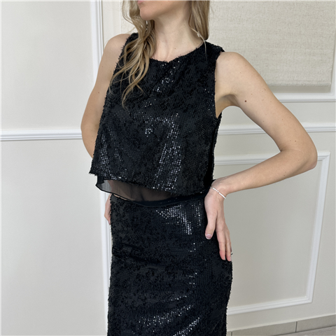 Top Con Paillettes Art. M1ab0048, Taglia: 40, Colore: NERO