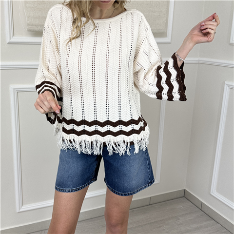 Maglia Scollo A Barchetta Con Frange Art. 261ap3061