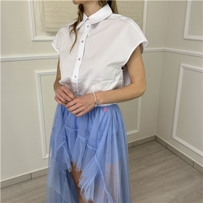 Camicia Smanicata Con Ricamo Sul Retro Art. 261aq2032