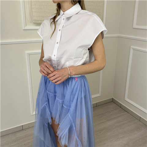 Camicia Smanicata Con Ricamo Sul Retro Art. 261aq2032, Taglia: S, Colore: BIANCO