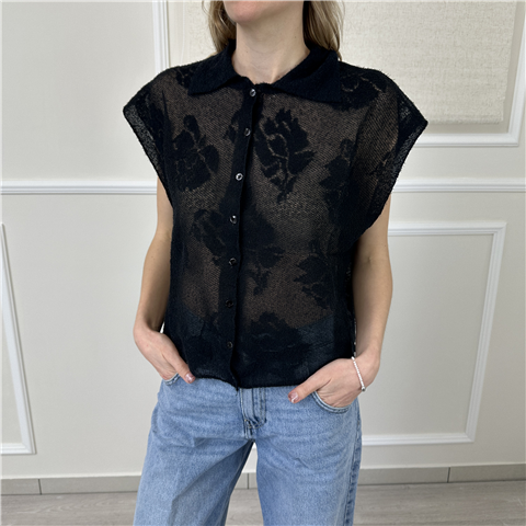 Maglia M/c Con Colletto E Bottoni Art. M3ab0067, Taglia: U, Colore: NERO