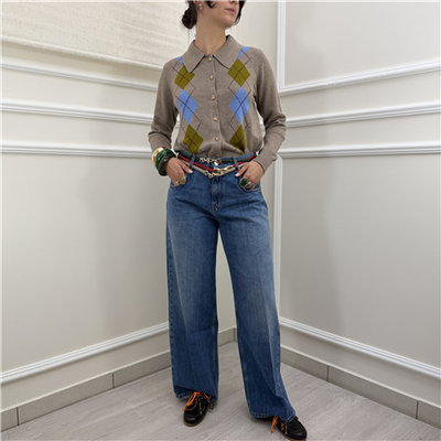 Jeans Wide Leg A Vita Alta Blu Jeans Wide Leg A Vita Alta Blu