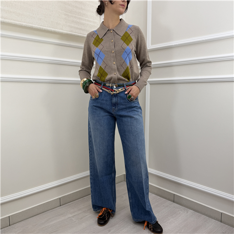 Jeans Wide Leg A Vita Alta Blu Jeans Wide Leg A Vita Alta Blu