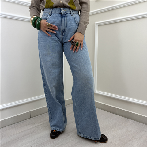 Jeans Wide Leg A Vita Alta Chiaro Jeans Wide Leg A Vita Alta Chiaro