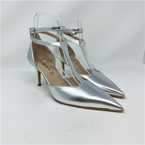 Decollete'' Con Cinturino Alla Caviglia Art. P7044c, Taglia: 39, Colore: ARGENTO