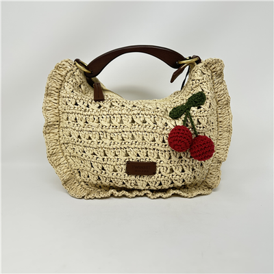 Hobo Effetto Paglia Con Ciliegia Crochet Art. 261td8301 Hobo Effetto Paglia Con Ciliegia Crochet Art. 261td8301