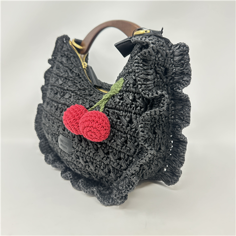 Hobo Effetto Paglia Con Ciliegia Crochet Art. 261td8301