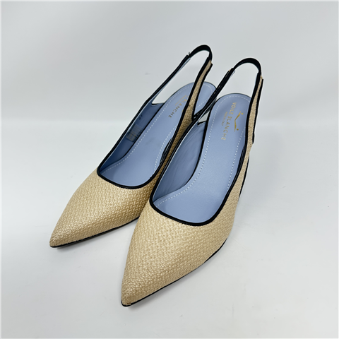 Slingback In Rafia E Nappa Art. Cosmo0122e68, Taglia: 38, Colore: BEIGE/NERO