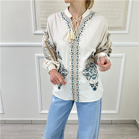 Camicia In Cotone Con Ricamo Haveone Art. Cjjq184 Camicia In Cotone Con Ricamo Haveone Art. Cjjq184