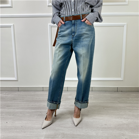 Jeans Mandy Con Cintura Haveone Art. Plsq034, Taglia: M, Colore: DENIM