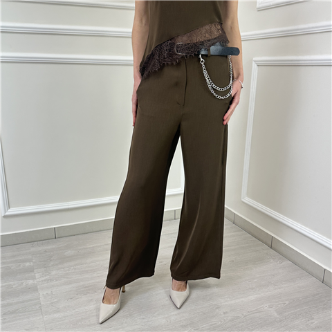 Pantalone Fluido Con Cintura Art. Pvsq110 Pantalone Fluido Con Cintura Art. Pvsq110, Taglia: M, Colore: MORO