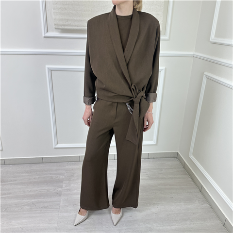 Giacca Kimono In Tessuto Fluido Art. Jsoq014, Taglia: M, Colore: MORO