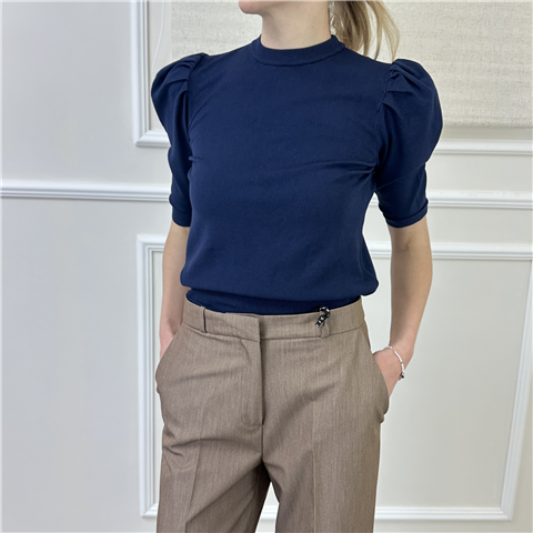 Maglia Girocollo Con Maniche A Sbuffo Art. Mncp447, Taglia: U, Colore: BLU