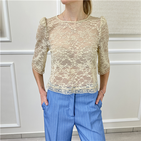 Blusa Pizzo Haveone Art. Mpaq121, Taglia: S, Colore: BEIGE