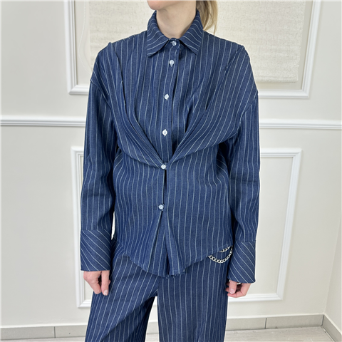 Camicia Gessata Haveone Art. Cvsq238, Taglia: M, Colore: BLU