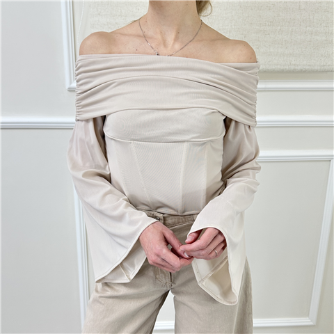 Maglia Bustino In Tulle Art. Mnoq107, Taglia: M, Colore: BEIGE