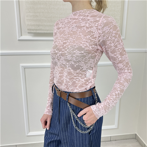 Maglia In Pizzo Taglio Vivo Haveone Art. Mpaq118 Maglia In Pizzo Taglio Vivo Haveone Art. Mpaq118, Taglia: S, Colore: ROSA
