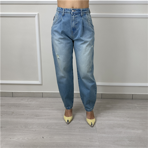 Jeans Con Pinces Frontali Mod. Freddie Art. Pfaq088, Taglia: L, Colore: DENIM CHIARO